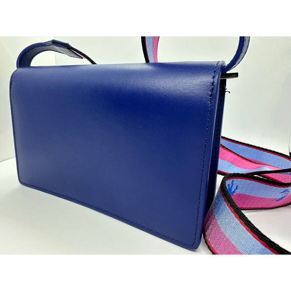 RARE Off-White Leather Jitney 0.5 Flag Bag Blue New without Tags - Picture 5 of 15